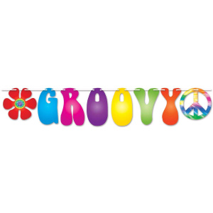 60's "Groovy" Hippie Rainbow Letter Banner - 1.5m x 19cm