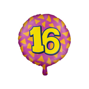 16th Birthday Colourful Patterns Foil Balloon - 46cm