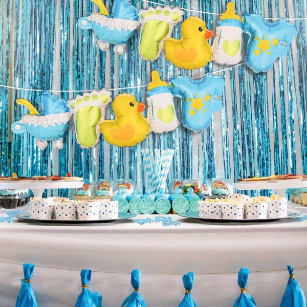 2 x Cute Baby Boy Blue Foil Balloon Banner - 1.5m x 24cm
