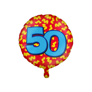 50th Birthday Colourful Patterns Foil Balloon - 46cm