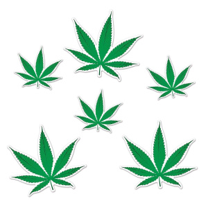 6 x Cannabis Weed Cutout Decorations - 14cm x 21cm