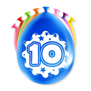 8 x 10th Birthday Colourful Deluxe Party Balloons - 30cm