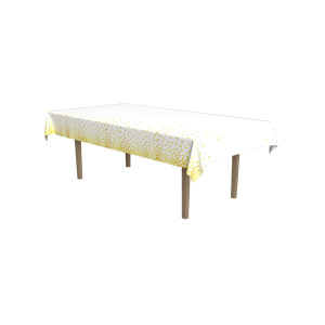 Metallic White & Gold Dots Tablecloth - 2.7m x 1.4m