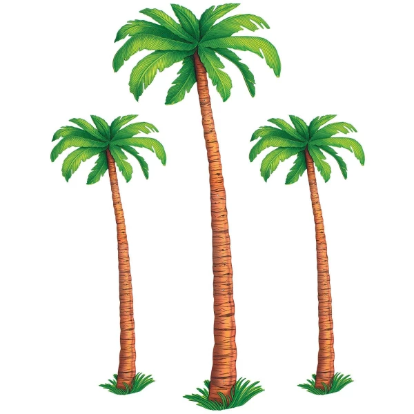 3 x Jointed Tropical Palm Tree Cutout Decorations - 1.2m - 1.8m