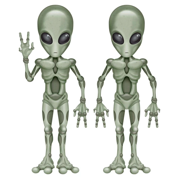8 x Alien Beings Cutout Decorations - 31cm x 14cm
