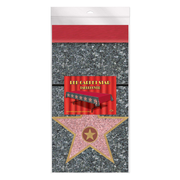 Hollywood Stars & Red Carpet Tablecloth - 2.7m x 1.4m