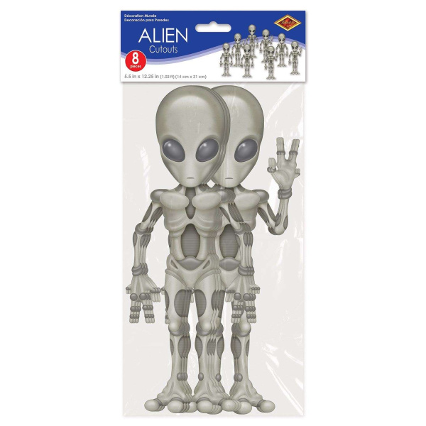 8 x Alien Beings Cutout Decorations - 31cm x 14cm