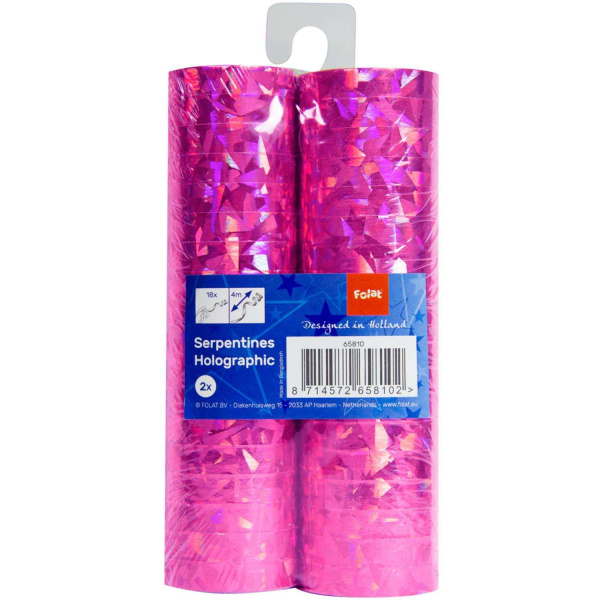32 x Hot Pink Holographic Paper streamers
