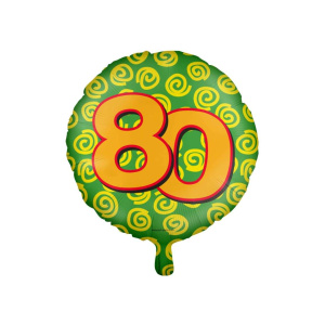 80th Birthday Colourful Patterns Foil Balloon - 46cm