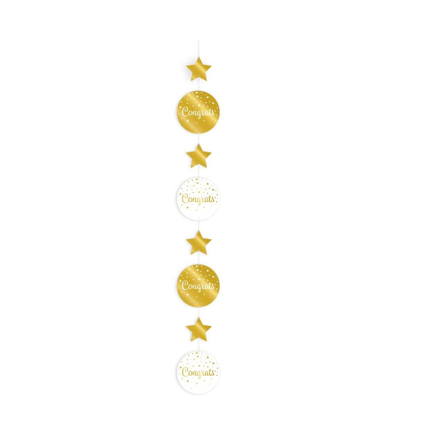 Gold & White "Congrats" Hanging Decoration - 1.2m