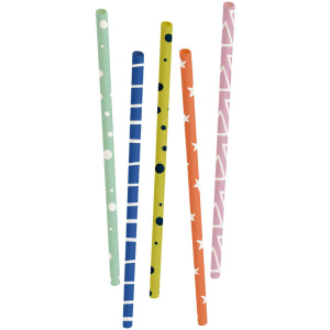 20 x Colourful Patterns Paper Straws - 20cm