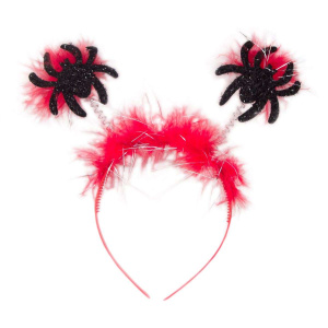 Spiders with Pink Fur & Tinsel Headband Boppers
