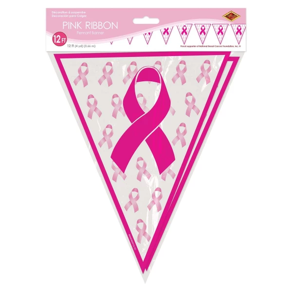 Breast Cancer Awareness Pink Ribbon Triangle Bunting - 3.6m