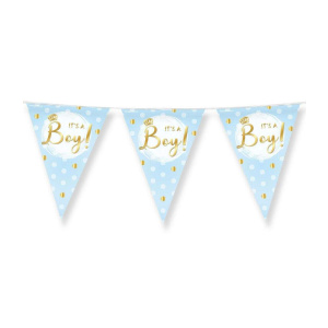 Blue & Gold "It's a Boy" Baby Shower Party Bunting - 10m