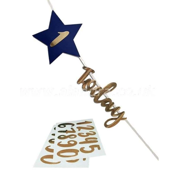 Birthday Customisable Age Blue & Gold Letter Banner - 2m