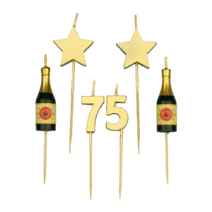 75th Birthday Candles Champagne & Stars