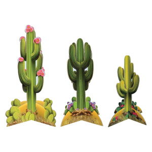 3 x 3D Wild West Desert Cactus Table Decorations - 20cm - 30cm