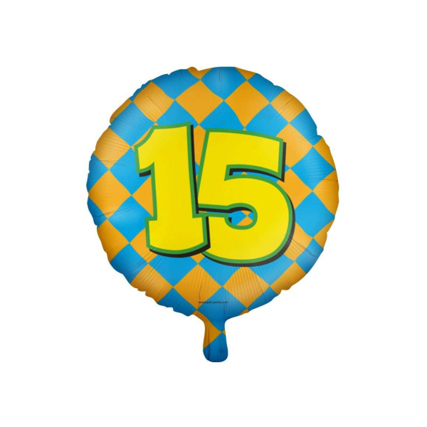 15th Birthday Colourful Patterns Foil Balloon - 46cm