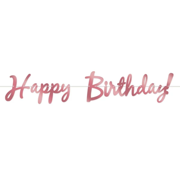 Rose Gold Metallic Foil "Happy Birthday" Letter Banner - 1.5m x 23cm