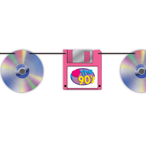 90's CD & Floppy Disk Banner - 1.5m x 18cm