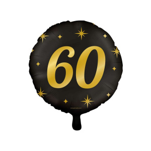 60th Birthday Black & Gold Foil Balloon - 46cm