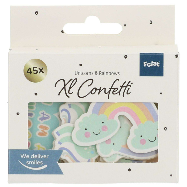 45 x XL Cartoon Unicorns & Rainbows Table Confetti