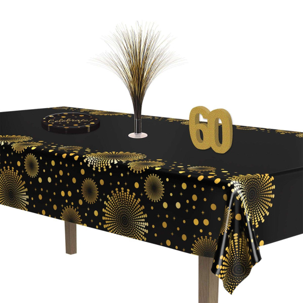 3D 60th Birthday Glitter Gold Table Decoration - 20cm x 20cm x 2.5cm