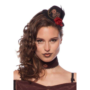 Steampunk With Rose Mini Top Hat on a Headband