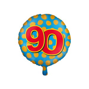 90th Birthday Colourful Patterns Foil Balloon - 46cm