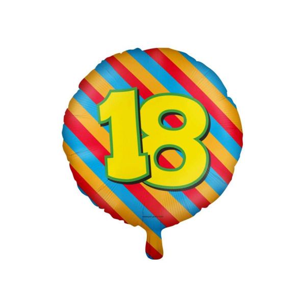 18th Birthday Colourful Patterns Foil Balloon - 46cm