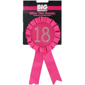 Hot Pink 18th Birthday Diamante Rosette Badge
