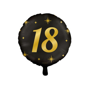 18th Birthday Black & Gold Foil Balloon - 46cm