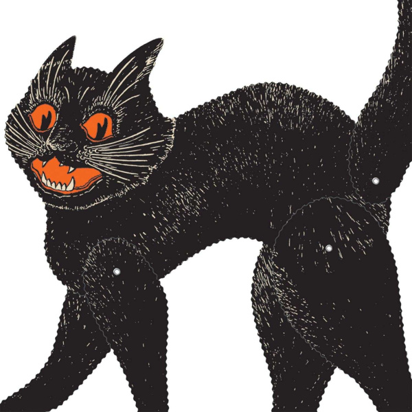 Jointed Vintage Halloween Scratch Cat Cutout Decoration - 50cm