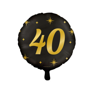 40th Birthday Black & Gold Foil Balloon - 46cm