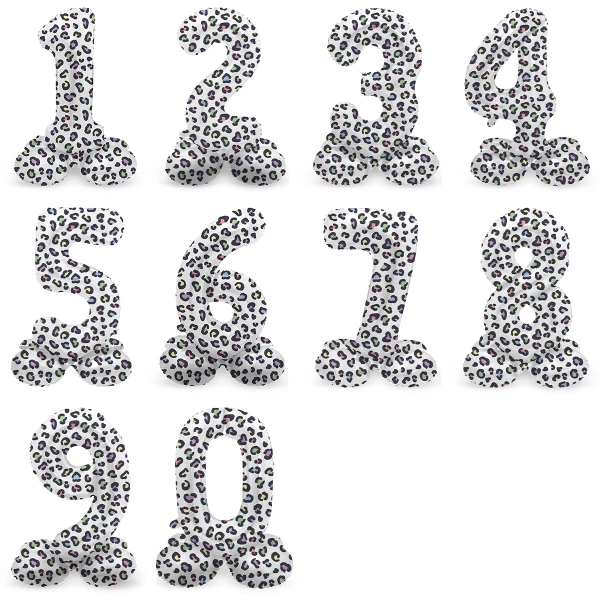 Rainbow Leopard Print Foil Number Balloons With Standing Base - 72cm