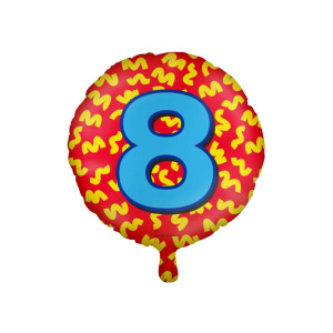 8th Birthday Colourful Patterns Foil Balloon - 46cm