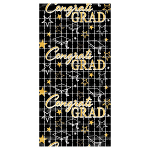 Metallic Graduation "Congrats Grad" Square Foil Curtain - 1.9m x 96cm