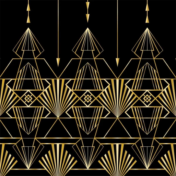 1920's Great Gatsby Black & Gold Tablecloth - 2.7m x 1.4m