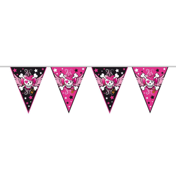 Pink Pirate Girl Skull & Crossbones Party Bunting - 10m