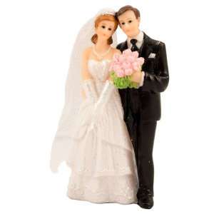 Bride & Groom Traditional Wedding Cake Topper - 9cm