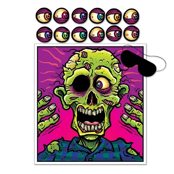 Pin the Eyeball on the Zombie Halloween Party Game - 47.5cm x 44cm