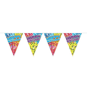 Happy Birthday Disco Lights Triangle Party Bunting - 6m