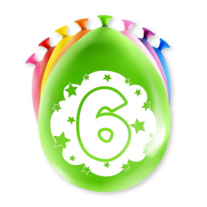 8 x 6th Birthday Colourful Deluxe Party Balloons - 30cm
