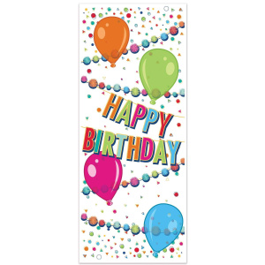 Colourful Birthday Balloons "Happy Birthday" Door Cover - 1.8m x 75cm