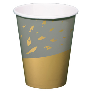 8 x Golden Dawn Grey & Gold Party Cups - 250ml