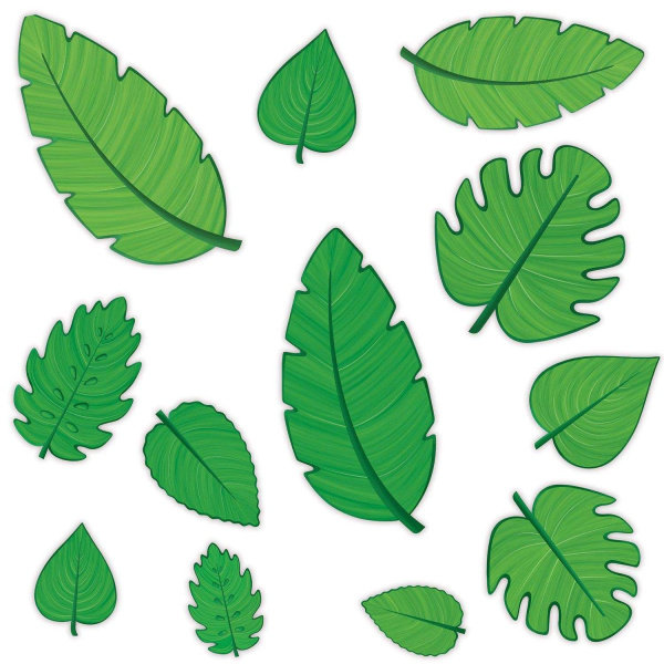 12 x Tropical Leaves Cutout Decorations - 10cm - 30cm