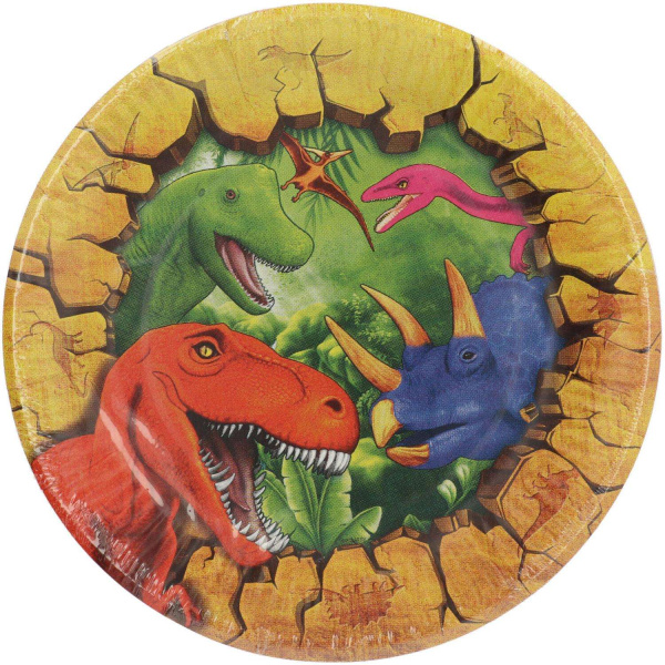 8 x Dinosaur Lost World Party Plates - 23cm
