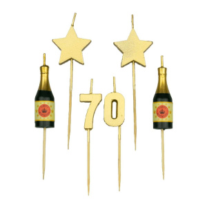 70th Birthday Candles Champagne & Stars