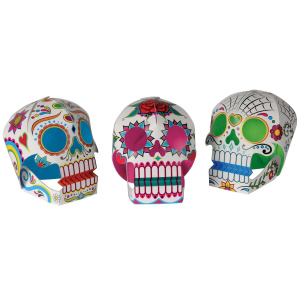 3 x Day of the Dead Sugar Skull Table Decorations - 12.5cm