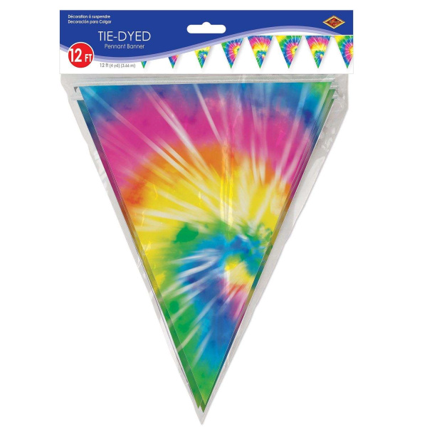 60's Hippie Tie-Dyed Triangle Party Bunting - 3.6m